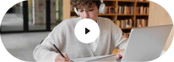 Student watching a recorded professional course at Forte Institute